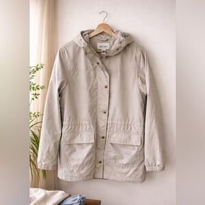 Vintage Cherokee Beige Utility Rain Jacket 90s Hooded Cinch Coat Spring